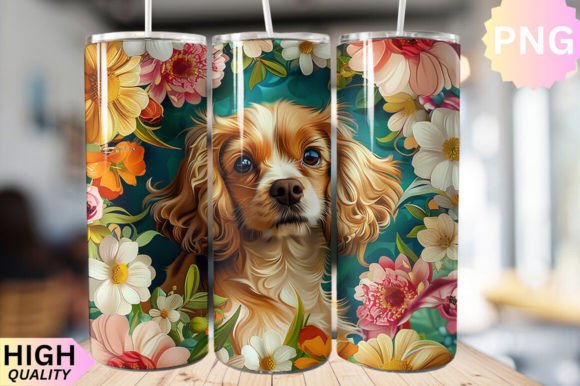 Download Floral Dog 20oz Skinny Tumbler Design - Premium Resources