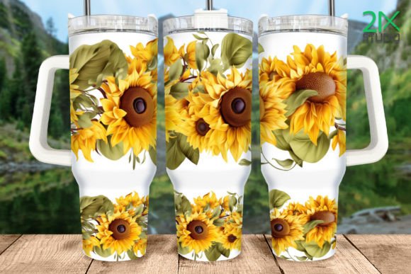 Download 3D Sunflower 40oz Quencher Tumbler Wrap - Premium Resources